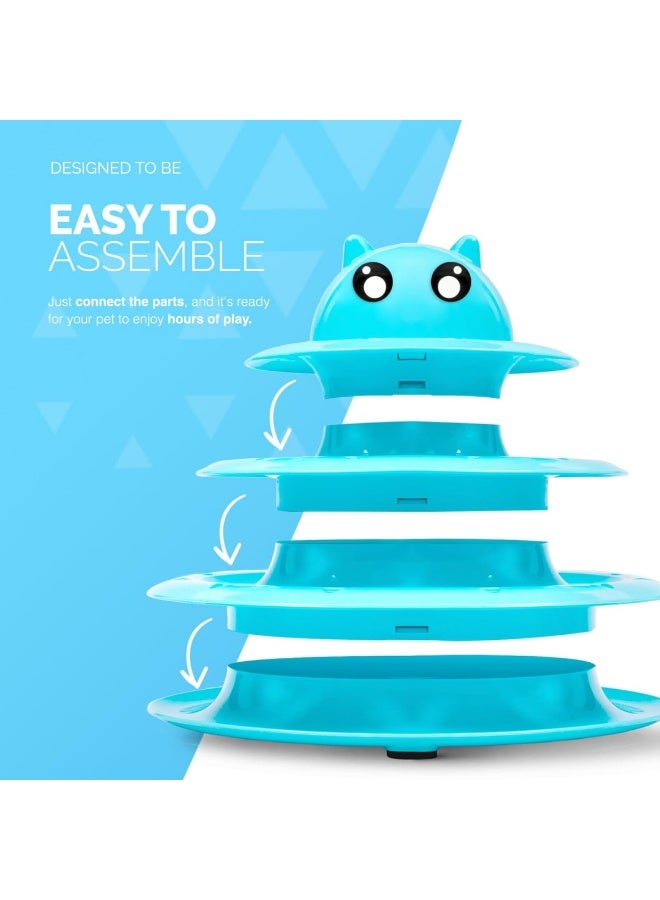 لعبة كرة دوارة تفاعلية للقطط - مسار مرح ثلاثي المستويات مع 3 كرات ملونة | لعبة ألغاز متينة من مادة ABS للقطط للتمرين والتحفيز الذهني - Image 5